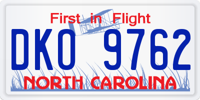 NC license plate DKO9762