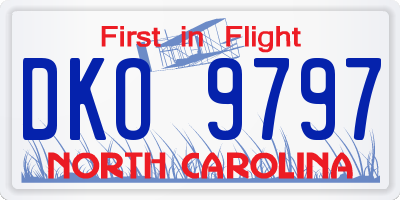 NC license plate DKO9797