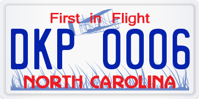 NC license plate DKP0006