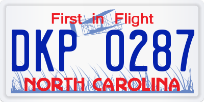 NC license plate DKP0287