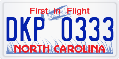 NC license plate DKP0333