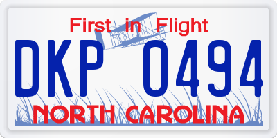 NC license plate DKP0494