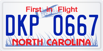 NC license plate DKP0667