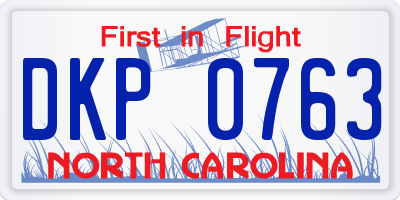 NC license plate DKP0763