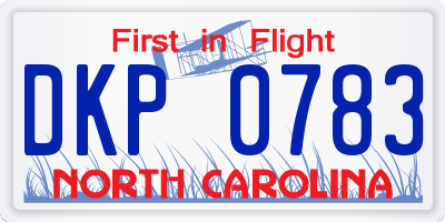NC license plate DKP0783