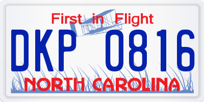 NC license plate DKP0816