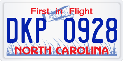 NC license plate DKP0928