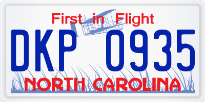 NC license plate DKP0935