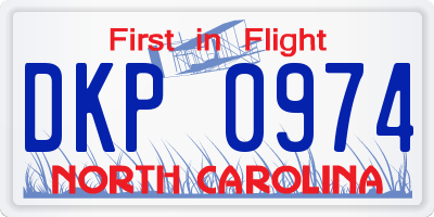 NC license plate DKP0974
