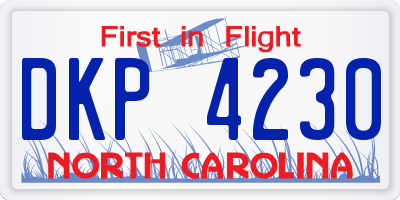 NC license plate DKP4230