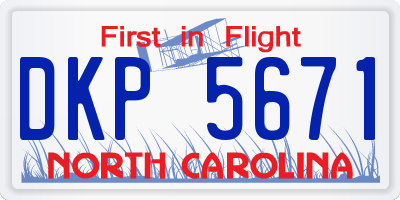 NC license plate DKP5671