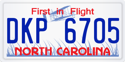 NC license plate DKP6705