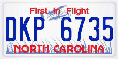 NC license plate DKP6735