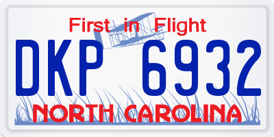 NC license plate DKP6932