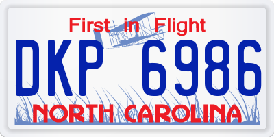 NC license plate DKP6986