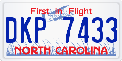 NC license plate DKP7433
