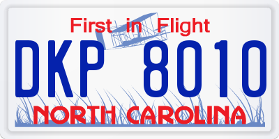 NC license plate DKP8010