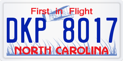NC license plate DKP8017