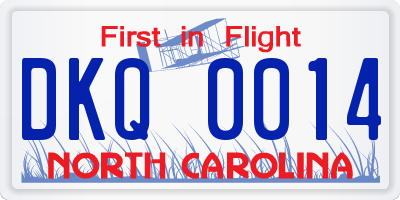 NC license plate DKQ0014