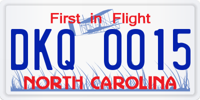NC license plate DKQ0015