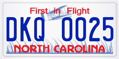 NC license plate DKQ0025