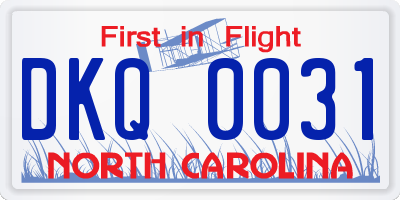NC license plate DKQ0031