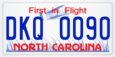 NC license plate DKQ0090