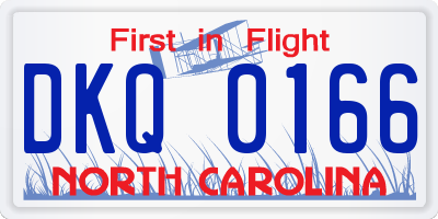 NC license plate DKQ0166