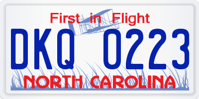NC license plate DKQ0223