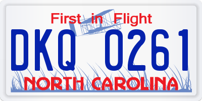 NC license plate DKQ0261