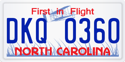 NC license plate DKQ0360