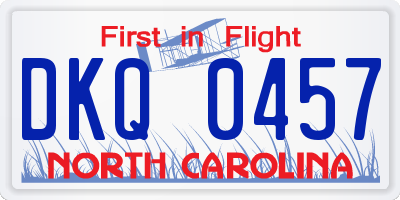 NC license plate DKQ0457