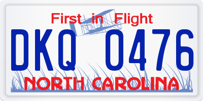NC license plate DKQ0476