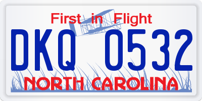 NC license plate DKQ0532