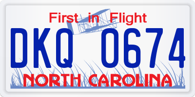 NC license plate DKQ0674