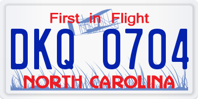 NC license plate DKQ0704