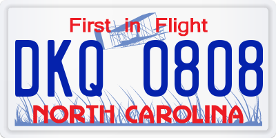 NC license plate DKQ0808