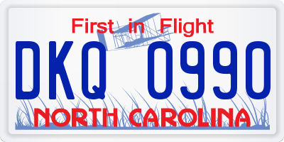 NC license plate DKQ0990