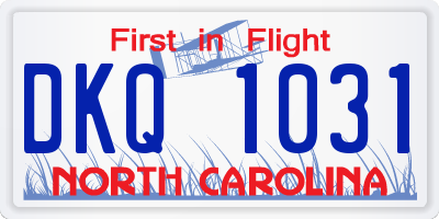 NC license plate DKQ1031