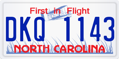NC license plate DKQ1143