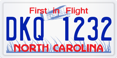 NC license plate DKQ1232