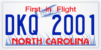 NC license plate DKQ2001