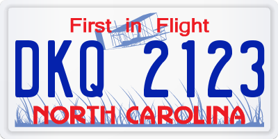 NC license plate DKQ2123