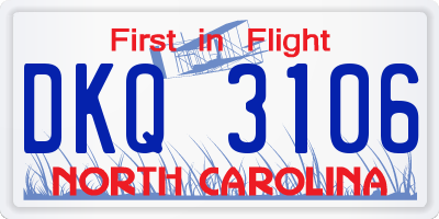 NC license plate DKQ3106