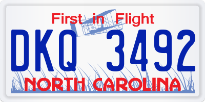 NC license plate DKQ3492