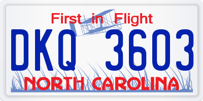 NC license plate DKQ3603