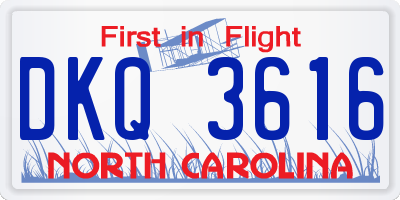 NC license plate DKQ3616