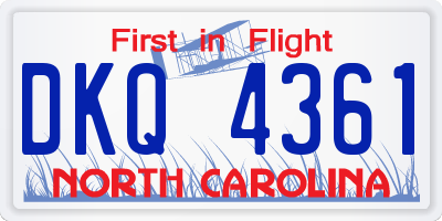 NC license plate DKQ4361