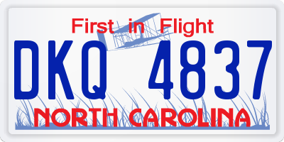 NC license plate DKQ4837