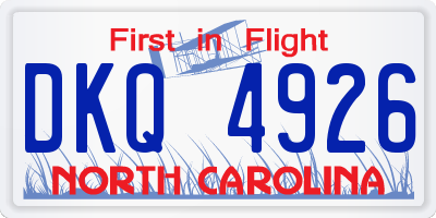 NC license plate DKQ4926